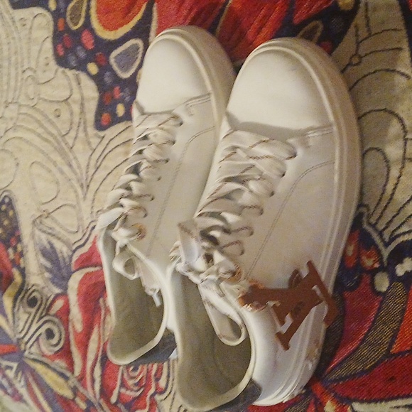 White Louie Vutton Sneakers - Picture 1 of 3